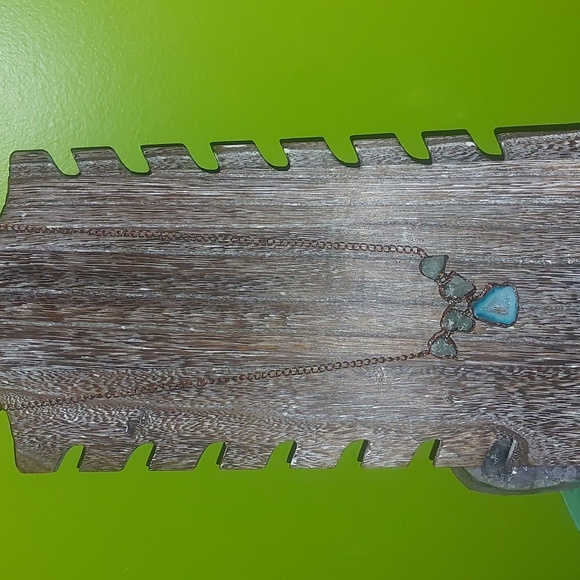 Solar Agate Druzy and Prenhite Copper Electroform Necklace - Picture 3 of 6